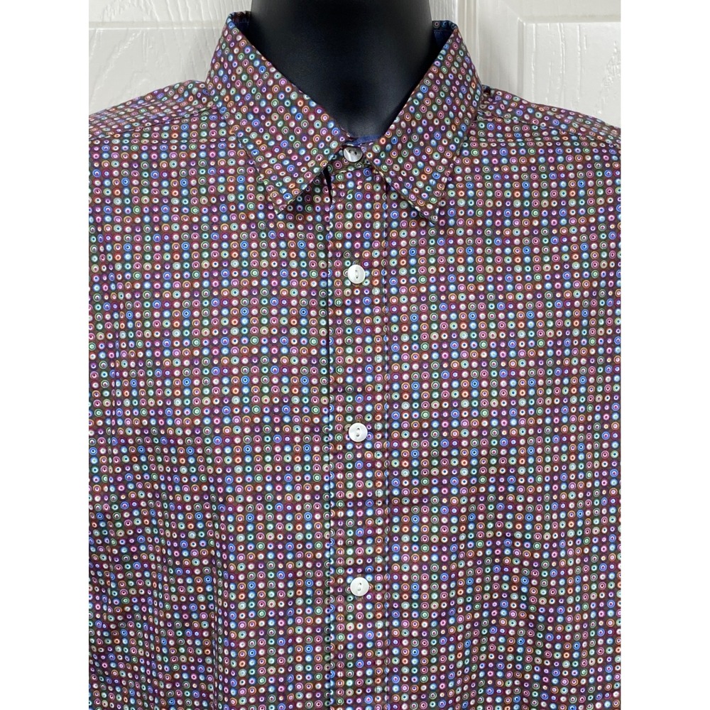 Cremieux Premium Denim Men's Button-Down Shirt Colorful Circles Pattern L - Picture 2 of 5